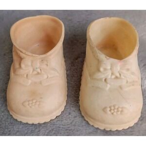 1950's Vintage Ivory Rubber Doll Shoes Slip On Small SEE PHOTOS and READ DETAILS